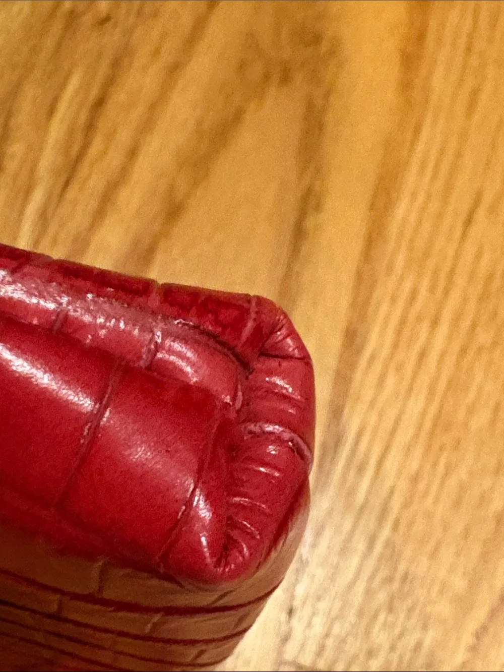 Brahmin Red Croc-Embossed Wristlet Clutch with Gold Plate